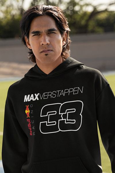 MAGORS Verstappen - Φούτερ με κουκούλα με 3 κλωστές και μακρυμάνικο βαμβακερό εμπριμέ
