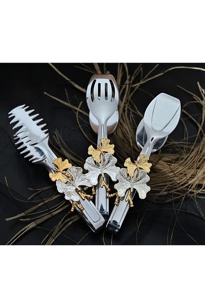 dincel çelik 3-Piece Butterfly Tongs Service Set