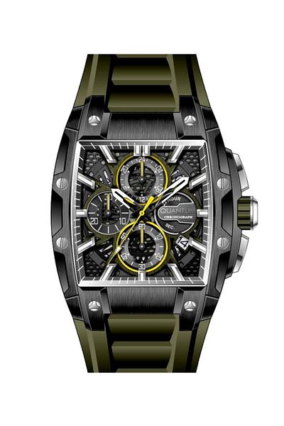 Quantum QUANTUM HNG1161.655 Men Chronograph Display Watch & Silicone Strap Dark Green