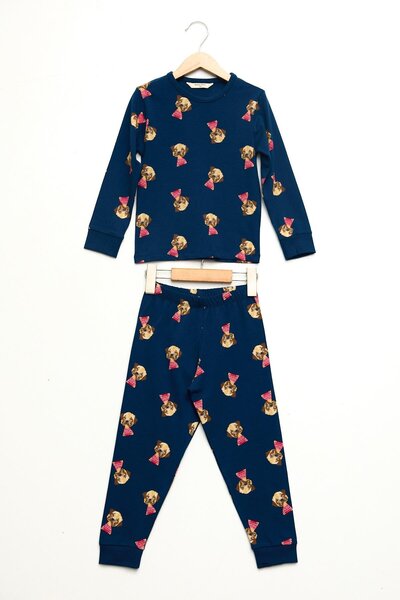 Katia&Bony Köpek Desen Çocuk Pijama Takımı Lacivert