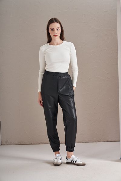 Mevra Black Leather Trousers