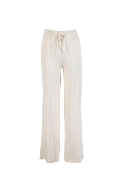 Setre Cream Elastic Waist Tie Detailed Trousers