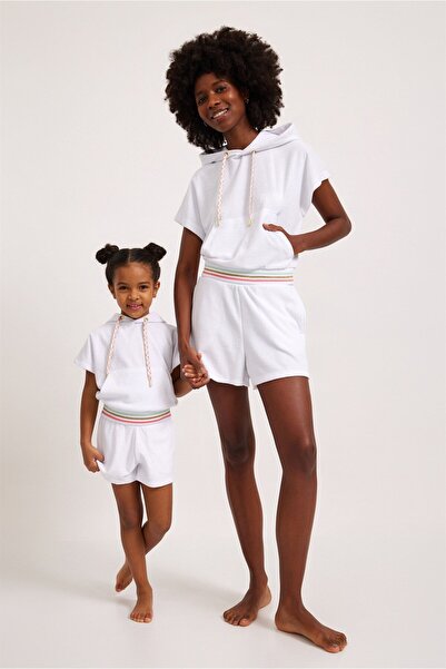 Katia&Bony Fun Giraffe Kız Çocuk Havlu Şort Beyaz