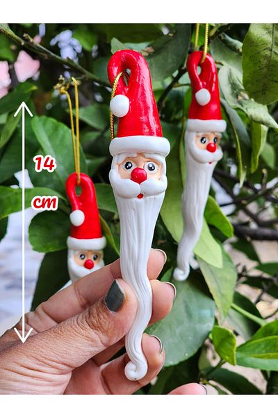 Rota Hediyelik Christmas Christmas Ornament - Father Tree, 14 Cm, 3 Pieces, Red White