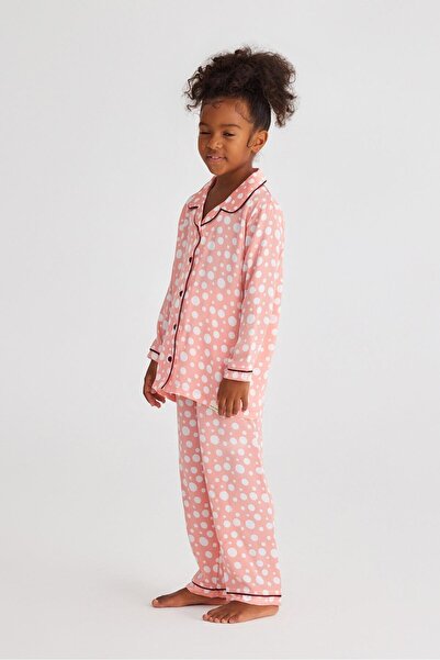 Katia&Bony Infinity Dots Girls szatén pizsama felső rózsaszín