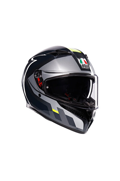 AGV K3 Mplk Shade Grey Yellow Fluo Kapalı Kask