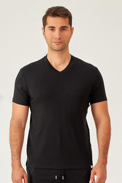 Katia&Bony Μαύρο ανδρικό T-shirt με λαιμόκοψη