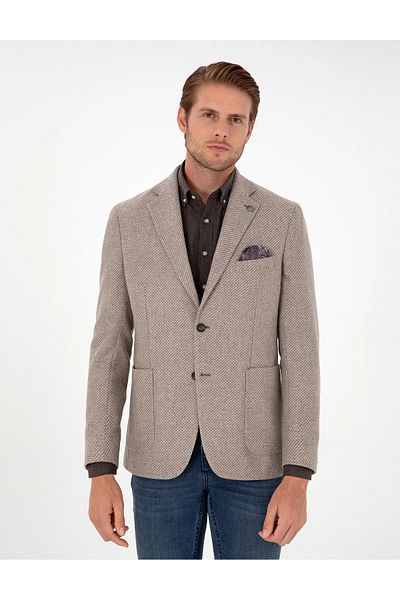 Pierre Cardin Pi̇erre Cardin Woven Fabric Slim Fit Coffee Jacket