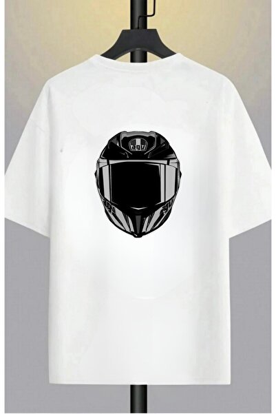 Massgai Μοτίβο κράνους κινητήρα Unisex - Oversize κοντομάνικο 100% βαμβακερό μπλουζάκι