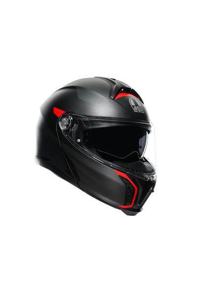 AGV Tourmodular Frequency Matt Gun Metal Red Çene Açılır Kask