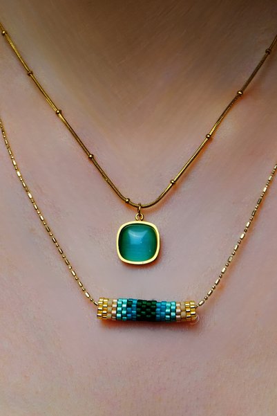 ayışığı Xuping Miyuki Blue Necklace Set