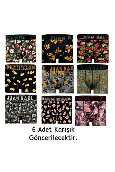 Juan Raul Ανδρικά Boxers με σχέδια 6 Συσκευασία