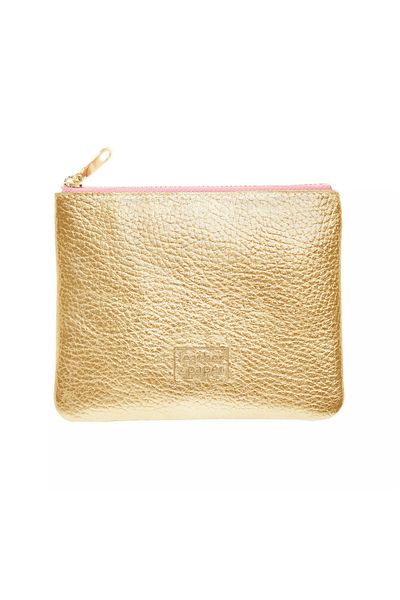 Leather Paper Gold Color Mini Leather Wallet