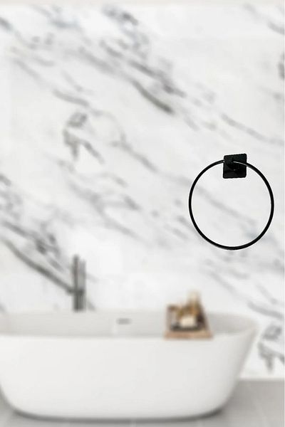 MG HOME Στρογγυλή θήκη για πετσέτες Μαύρη αυτοκόλλητη ΧΩΡΙΣ ΤΡΥΠΑΝΙ ΒΙΔΩΝ ΔΙΑΤΡΥΠΗΣΙΣ Ισχυρό κολλώδες μπάνιο μπορεί να κρεμαστεί στον τοίχο