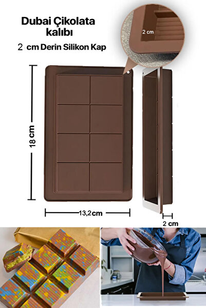VİGENTİNO Dubai Çikolatası Kalıbı Silikon Çikolata Kalıbı  Bpa Free Silikon 1...