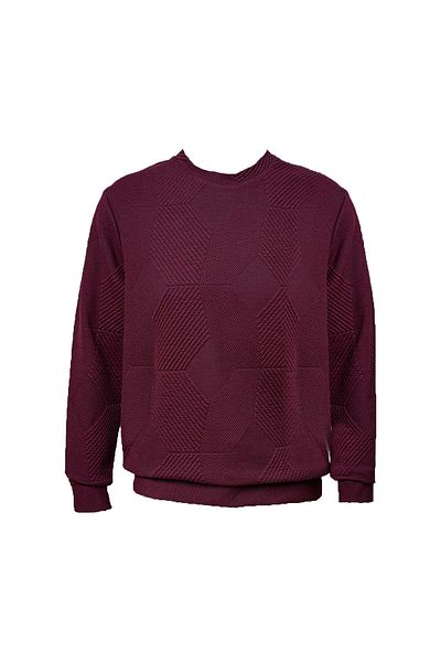 SÜVARİ Φούτερ Süvari Loose Cut O Neck με καπιτονέ Ethnic μοτίβο μπορντό