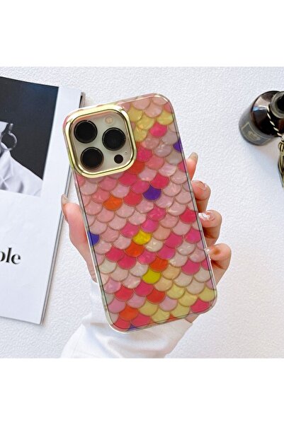 3GEN CASE Iphone 13 Pro Uyumlu Deniz Kabuğu Gökkuşağı Leopar Renkli Desenli L...