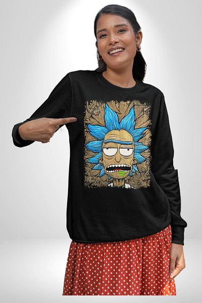 Angemiel Rick And Morty Grandfather Rick - Γυναικεία Ανδρική Μαύρη Φούτερ