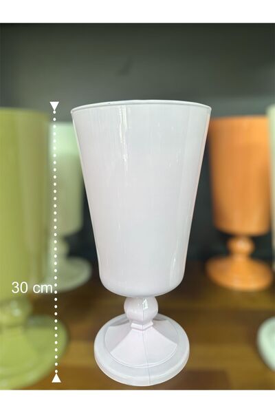 Home Paşabahçe Beyaz Yeşil Gri Dekoratif Büyük Boy Ayaklı Cam Vazo