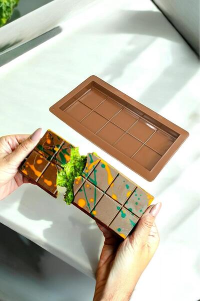 Akkoyunlu home Dubai Çikolata Kalıbı Büyük Silikon 10 Ardışık Dikdörtgen Çiko...