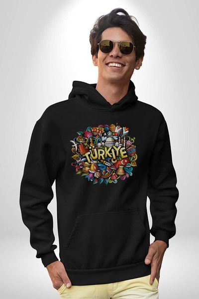 Angemiel Turkey Special Characters Women Men Black Hooded Sweatshirt Hoodie