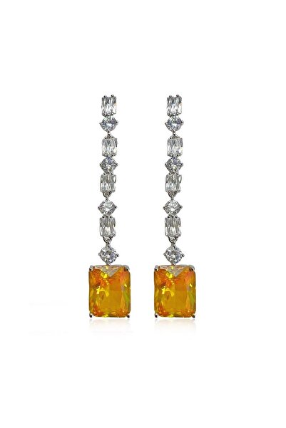 Ma Atölye Nate Uzun Sarı Taşlı Küpe