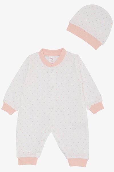 Breeze Baby Girl Jumpsuit with Tiny Polka Dot Pattern 0-6 Months, White