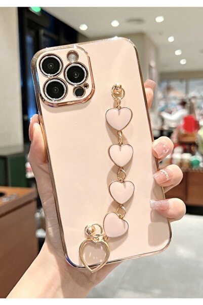 3GEN CASE غطاء سيليكون ليزر ملون مرتبط بسلسلة قلب لطيفة متوافق مع iPhone 14 P...