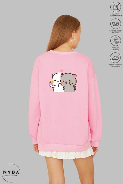 Nyda Collections Unisex Printed Selfie Dudu - Μακρυμάνικο, Crew Neck, Hoodless Oversize φούτερ