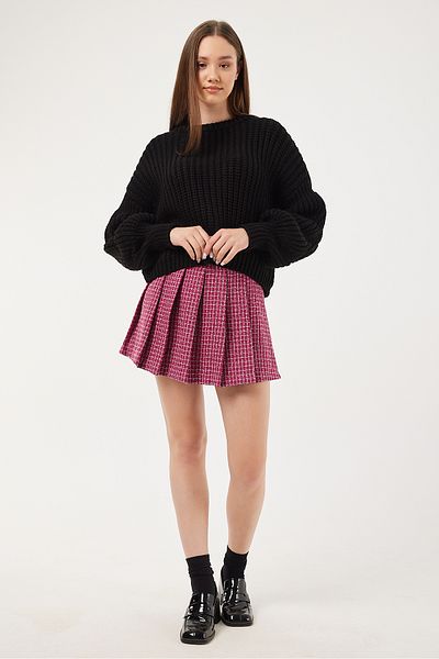 POODLE Fusta mini scurtă din tweed pentru femei