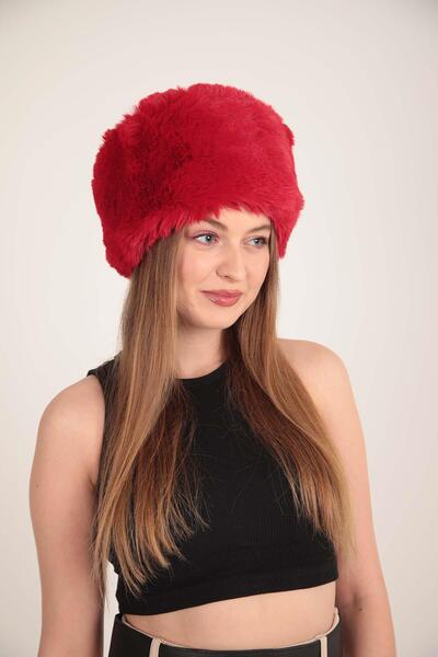 MARBERRY Russian Style Red Plush Heart Hat