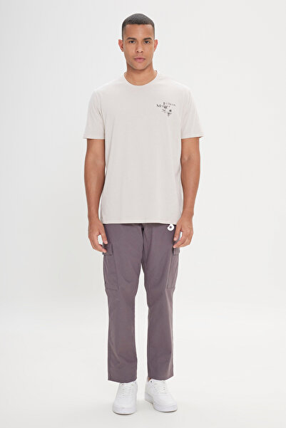 AC&Co / Altınyıldız Classics Ανδρικό μπλουζάκι με λαιμόκοψη από 100% βαμβάκι με άνετη εφαρμογή