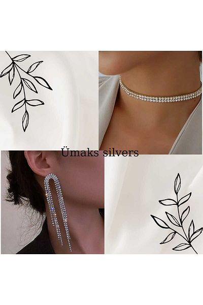 Ümaks Silvers قلادة + حلق من مجموعة umaks
