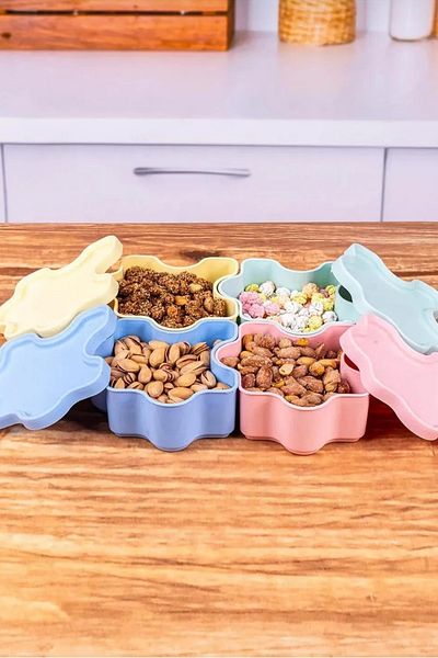 VENADORA Puzzle 4 Pieces Storage Container with Lid - Breakfast Snack Bowl