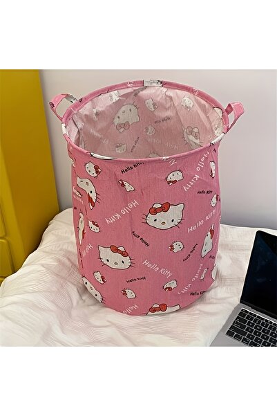 Choice سلة غسيل دائرية كلاسيكية من القطن والكتان بتصميم هيلو كيتي، مقاس 40×30...