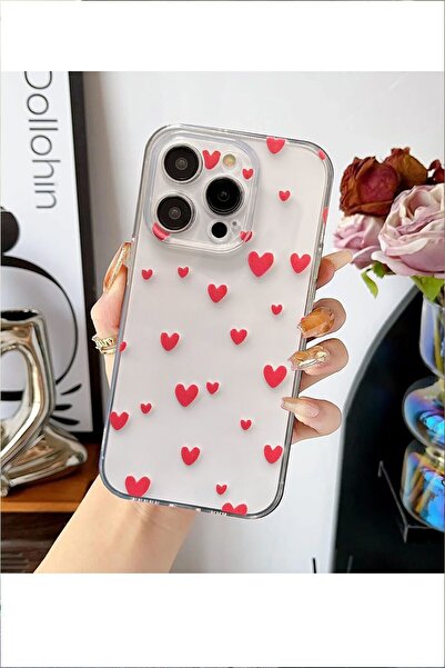 3GEN CASE iPhone 12 Pro Max Compatible Tiny Hearts Patterned Transparent Sili...