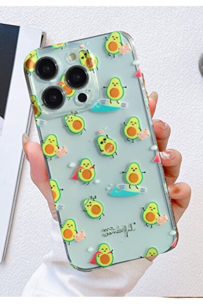 3GEN CASE İPHONE 12 PRO MAX UYUMLU SEVİMLİ AVAKADOLAR DESENLİ ŞEFFAF SİLİKON ...