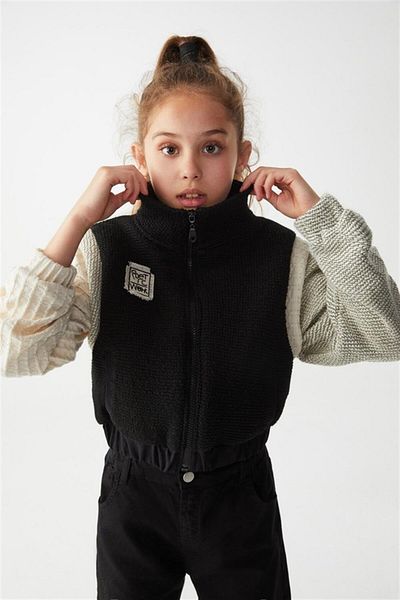 nk kids NK KIDS 35328 ЧЕРНО СЛАМЕНО ЯКЕ ЗА МОМИЧЕ