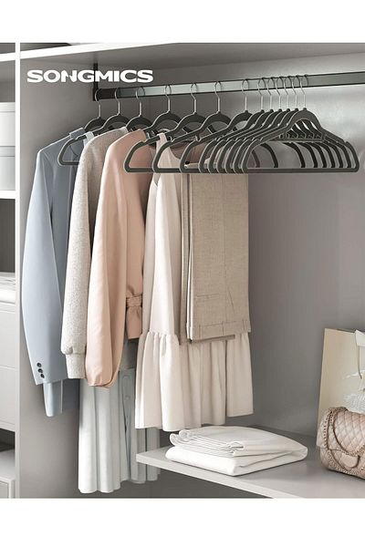AXE HOME Pack of 20 Anthracite Anti-Slip Hangers, Tie and Trousers Hangers, Clothes Hangers