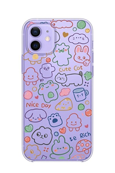 3GEN CASE İphone 12-İphone 12 Pro Uyumlu Desenli Şeffaf Silikon Kılıf