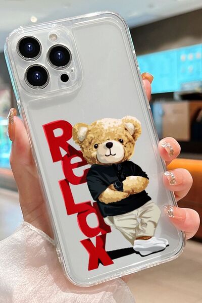 3GEN CASE İPHONE 12 PRO MAX UYUMLU TEDDY BEAR RELAX DESENLİ ŞEFFAF SİLİKON KI...