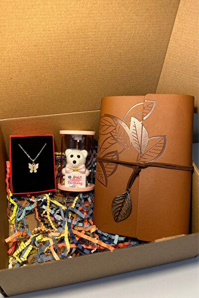 Saltos Kelebekli Kolye Ayıcıklı Işıklı Fanus Deri Defter Hediye Kutusu Doğum ...