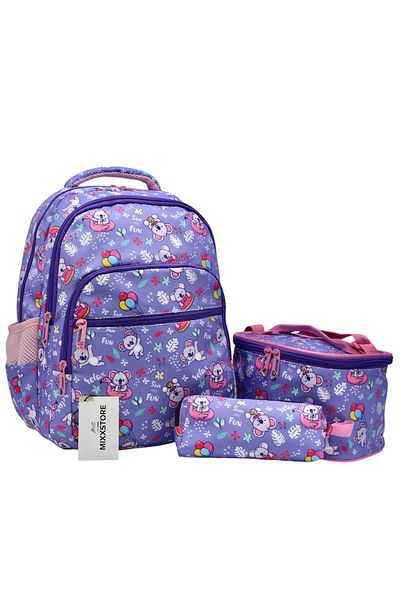 ms mixxstore Rucsac pentru școală primară pentru fete, cu model Koala, culoare liliac, cu nutriție și suport pentru stilou
