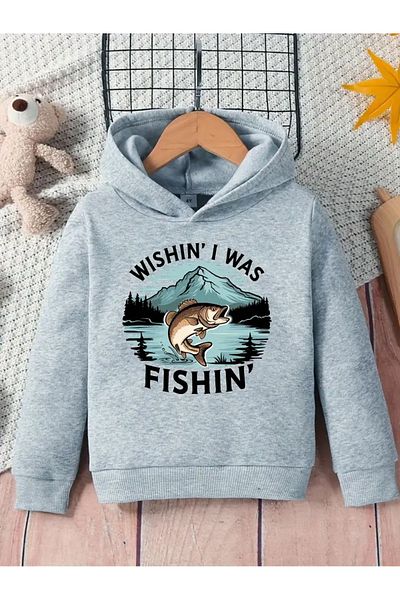 Pink Sky Printed Gray Kids Sweatshirt