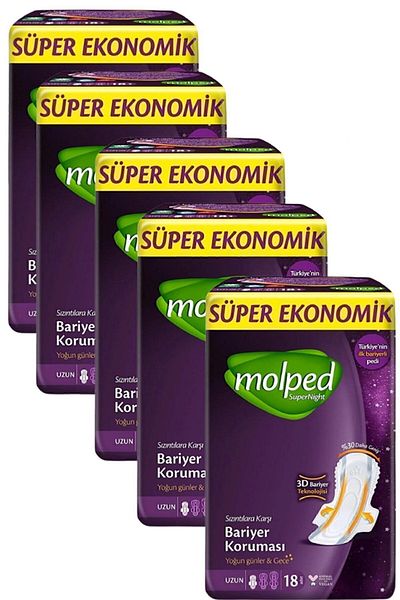 Molped Supernight Long Super Economic Pad 18 Pieces X 5 Pieces