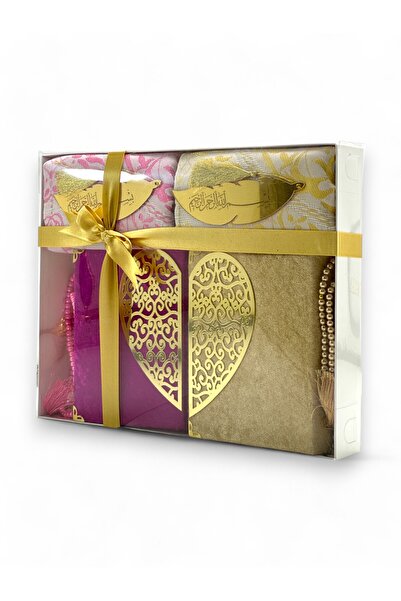 Deniz Elmasları Kalpli Çiftlere Özel Kadife Kaplı İkili Kuran-ı Kerim Seti | ...