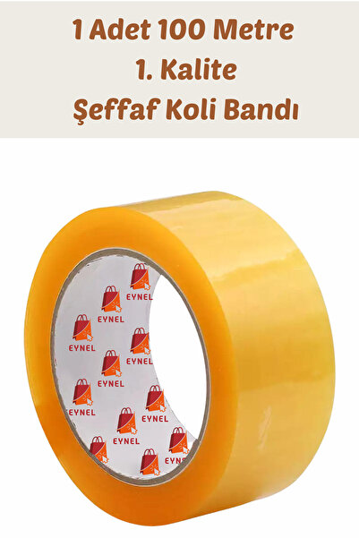 Eynel 1 Adet 100 Metre Hotmelt Koli Bandı (1. KALİTE) Şeffaf Renkli, Güçlü Ya...