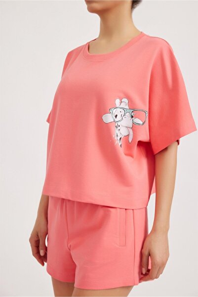 Katia&Bony Pink Women's Fun Giraffe T-shirt