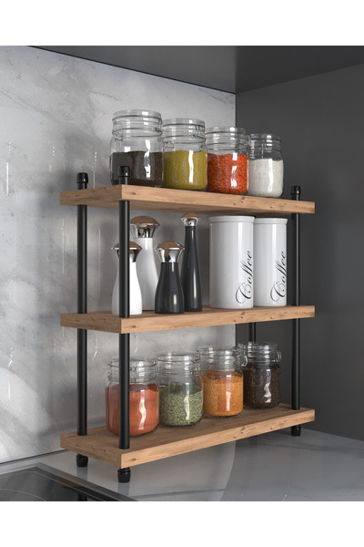 AYMOBSAN İnci Baharatlık, Mutfak Rafı, Çok Amaçlı Raf, 3 Katlı , Metal Ayaklı...