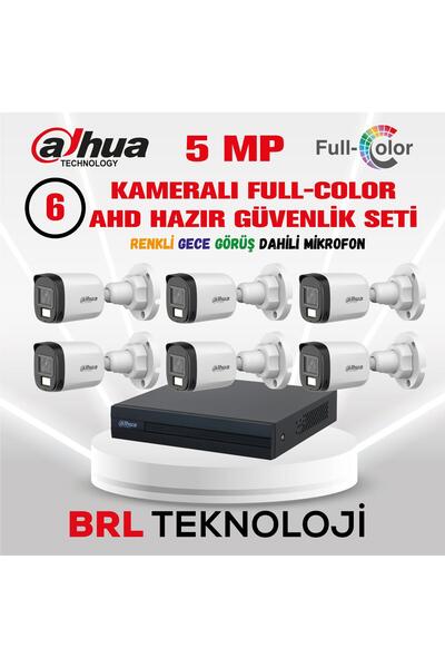 DAHUA 5 MP 6 Kameralı Sesli 30 Metre Renkli Gece Görüşlü Full HD Kamera Seti